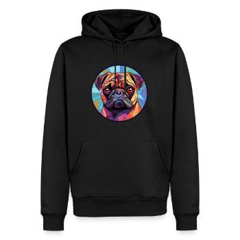 Mopshund Buntglas Bunte Karikatur Kawaii Anim - Männer Premium Bio Hoodie - Schwarz - Vorne - Nico (187cm)