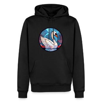 Schwanen-Buntglas-Cartoon-Kawaii-Tier - Männer Premium Bio Hoodie - Schwarz - Vorne - Nico (187cm)