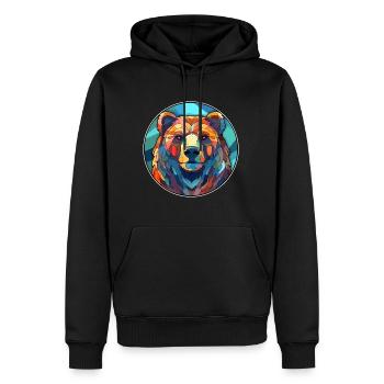 Ours vitrail coloré dessin animé Kawaii Animal - Sweat à capuche Premium bio Homme - noir - Devant - Nico (187cm)