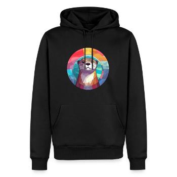 Otter Buntglas Bunte Karikatur Kawaii Tier - Männer Premium Bio Hoodie - Schwarz - Vorne - Nico (187cm)
