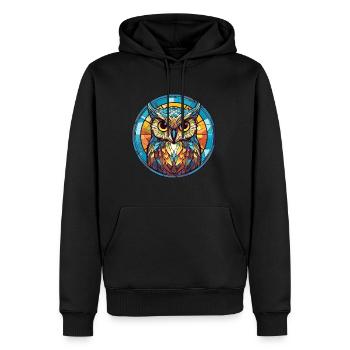 Eule Buntglas Bunte Karikatur Kawaii Tier - Männer Premium Bio Hoodie - Schwarz - Vorne - Nico (187cm)