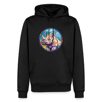 Rhinocéros vitrail coloré dessin animé Kawaii Animal - Sweat à capuche Premium bio Homme - noir - Devant - Nico (187cm)