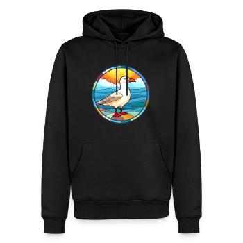 Mouette vitrail coloré Cartoon Kawaii Anim - Sweat à capuche Premium bio Homme - noir - Devant - Nico (187cm)