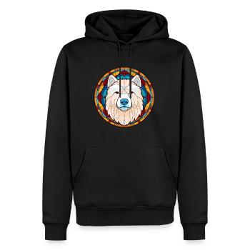 Samojeder Hund Buntes Glas Bunte Karikatur Kawaii - Männer Premium Bio Hoodie - Schwarz - Vorne - Nico (187cm)