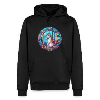 Licorne vitrail coloré dessin animé Kawaii Anim - Sweat à capuche Premium bio Homme - noir - Devant - Nico (187cm)