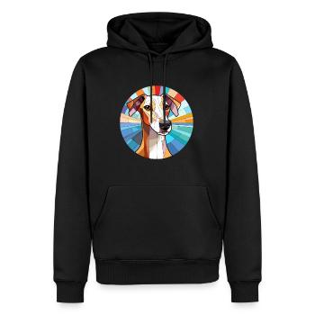 Whippet chien vitrail coloré dessin animé Kawaii - Sweat à capuche Premium bio Homme - noir - Devant - Nico (187cm)