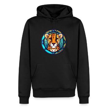 Gepard Buntes Glas Bunte Karikatur Kawaii Anim - Männer Premium Bio Hoodie - Schwarz - Vorne - Nico (187cm)