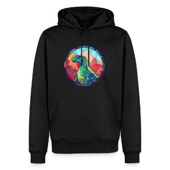 Dinodaur vitrail coloré dessin animé Kawaii Ani - Sweat à capuche Premium bio Homme - noir - Devant - Nico (187cm)