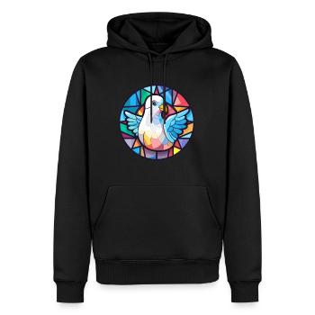 Taube Buntglas bunte Karikatur Kawaii Tier - Männer Premium Bio Hoodie - Schwarz - Vorne - Nico (187cm)