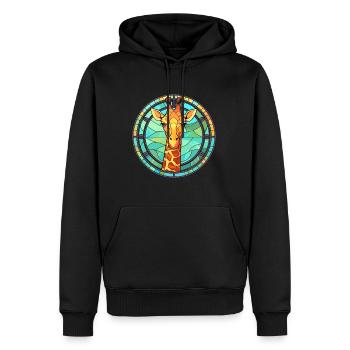 Girafe vitrail coloré dessin animé Kawaii Anim - Sweat à capuche Premium bio Homme - noir - Devant - Nico (187cm)