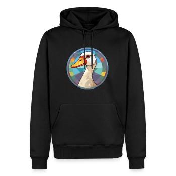 Gänse-Buntglas-Cartoon-Kawaii-Tier - Männer Premium Bio Hoodie - Schwarz - Vorne - Nico (187cm)