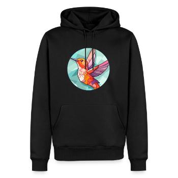 Colibri vitrail coloré dessin animé Kawaii - Sweat à capuche Premium bio Homme - noir - Devant - Nico (187cm)
