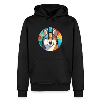 Husky Hund Buntes Glas Bunte Karikatur Kawaii An - Männer Premium Bio Hoodie - Schwarz - Vorne - Nico (187cm)