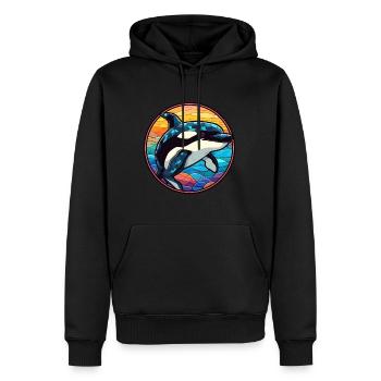 Orca Buntes Buntes Cartoon Kawaii Tier - Männer Premium Bio Hoodie - Schwarz - Vorne - Nico (187cm)
