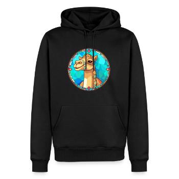 Kamel-Buntglas-Bunt-Cartoon-Kawaii-Tier - Männer Premium Bio Hoodie - Schwarz - Vorne - Nico (187cm)