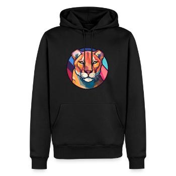 Cougar vitrail coloré dessin animé Kawaii Anima - Sweat à capuche Premium bio Homme - noir - Devant - Nico (187cm)