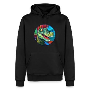 Crocodile vitrail coloré dessin animé Kawaii An - Sweat à capuche Premium bio Homme - noir - Devant - Nico (187cm)