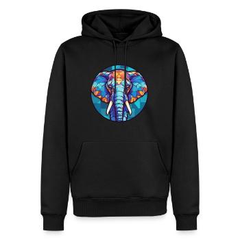 Elefant Buntes Glas Bunte Karikatur Kawaii Ani - Männer Premium Bio Hoodie - Schwarz - Vorne - Nico (187cm)
