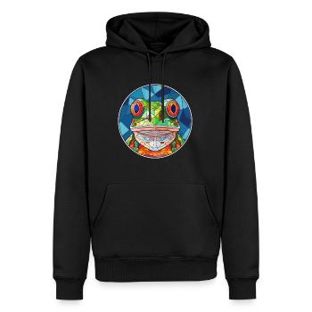 Grenouille vitrail coloré dessin animé Kawaii Animal - Sweat à capuche Premium bio Homme - noir - Devant - Nico (187cm)