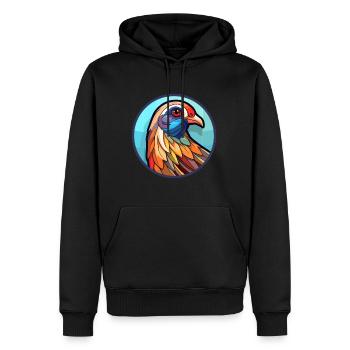 Perdrix vitrail coloré dessin animé Kawaii An - Sweat à capuche Premium bio Homme - noir - Devant - Nico (187cm)