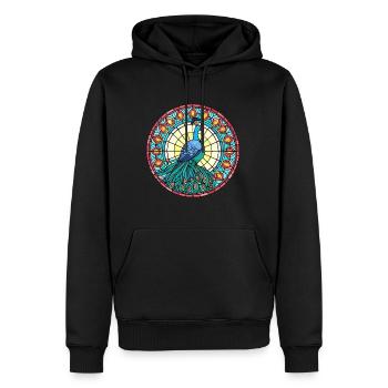 Paon vitrail coloré dessin animé Kawaii Anim - Sweat à capuche Premium bio Homme - noir - Devant - Nico (187cm)