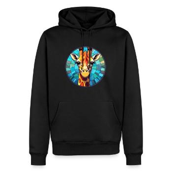 Girafe vitrail coloré dessin animé Kawaii Anim - Sweat à capuche Premium bio Homme - noir - Devant - Nico (187cm)