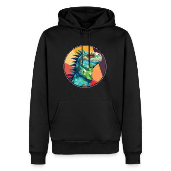 Leguan Buntglas Bunte Karikatur Kawaii Anima - Männer Premium Bio Hoodie - Schwarz - Vorne - Nico (187cm)