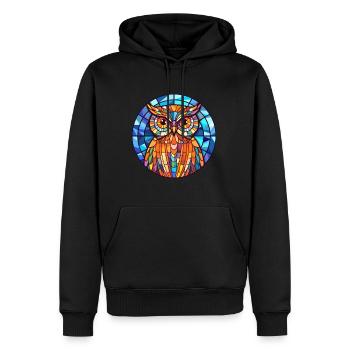 Eule Buntglas Bunte Karikatur Kawaii Tier - Männer Premium Bio Hoodie - Schwarz - Vorne - Nico (187cm)