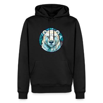 Ours polaire vitrail coloré dessin animé Kawaii A - Sweat à capuche Premium bio Homme - noir - Devant - Nico (187cm)