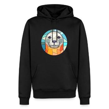 Siegel Buntes Glas Bunte Karikatur Kawaii Tier - Männer Premium Bio Hoodie - Schwarz - Vorne - Nico (187cm)