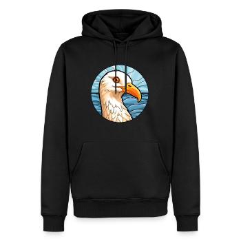 Mouette vitrail coloré Cartoon Kawaii Anim - Sweat à capuche Premium bio Homme - noir - Devant - Nico (187cm)