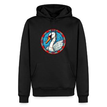 Schwanen-Buntglas-Cartoon-Kawaii-Tier - Männer Premium Bio Hoodie - Schwarz - Vorne - Nico (187cm)