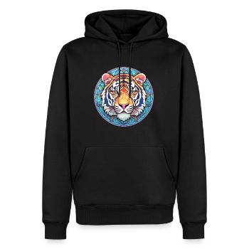 Tiger Buntes Buntes Karikatur-Kawaii-Tier - Männer Premium Bio Hoodie - Schwarz - Vorne - Nico (187cm)