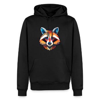 Raton laveur vitrail coloré dessin animé Kawaii Anim - Sweat à capuche Premium bio Homme - noir - Devant - Nico (187cm)