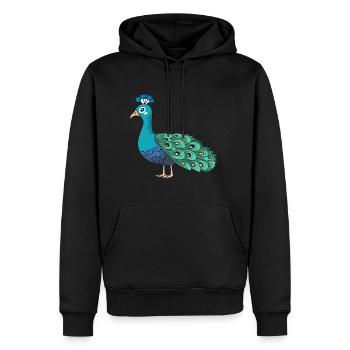 Pfau Niedlich Glücklich Kawaii Cartoon Clipart Tier - Männer Premium Bio Hoodie - Schwarz - Vorne - Nico (187cm)