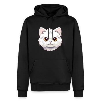 Américain Curl Chat Mignon Heureux Kawaii Cartoon Clipar - Sweat à capuche Premium bio Homme - noir - Devant - Nico (187cm)