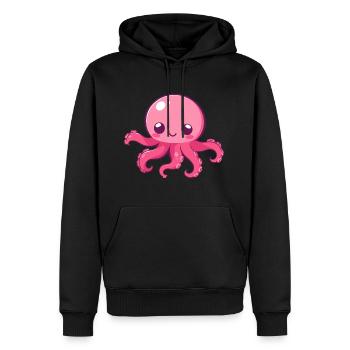 Oktopus Niedlich Glücklich Kawaii Cartoon Clipart Tier - Männer Premium Bio Hoodie - Schwarz - Vorne - Nico (187cm)