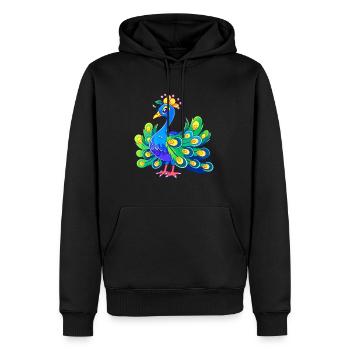 Pfau Niedlich Glücklich Kawaii Cartoon Clipart Tier - Männer Premium Bio Hoodie - Schwarz - Vorne - Nico (187cm)