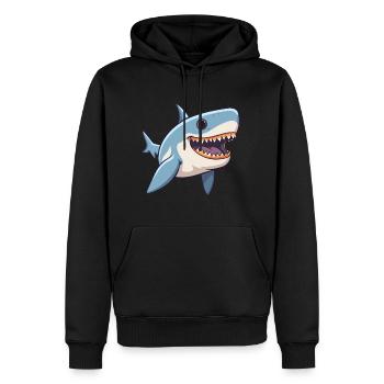 Requin mignon heureux kawaii dessin animé Clipart Animal - Sweat à capuche Premium bio Homme - noir - Devant - Nico (187cm)
