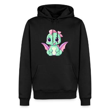 Drache Niedlich Glücklich Kawaii Cartoon Clipart Tier - Männer Premium Bio Hoodie - Schwarz - Vorne - Nico (187cm)