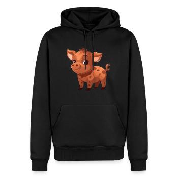 Sanglier Mignon Heureux Kawaii Cartoon Clipart Animal - Sweat à capuche Premium bio Homme - noir - Devant - Nico (187cm)