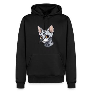 Chat Mau égyptien mignon heureux Kawaii Cartoon Clipart - Sweat à capuche Premium bio Homme - noir - Devant - Nico (187cm)