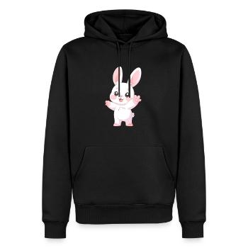 Rabbit Cute Happy Kawaii Cartoon Clipart Animal - Men’s Premium Organic Hoodie - black - Front - Nico (187cm)