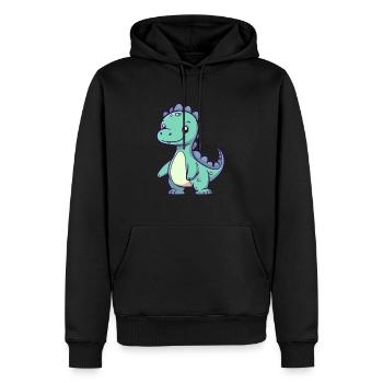 Dinosuar Niedlich Glücklich Kawaii Cartoon Clipart Tier - Männer Premium Bio Hoodie - Schwarz - Vorne - Nico (187cm)