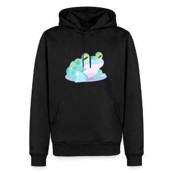 Grenouille mignon heureux kawaii dessin animé Clipart Animal - Sweat à capuche Premium bio Homme - noir - Devant - Nico (187cm)