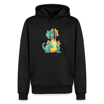 Drache Niedlich Glücklich Kawaii Cartoon Clipart Tier - Männer Premium Bio Hoodie - Schwarz - Vorne - Nico (187cm)