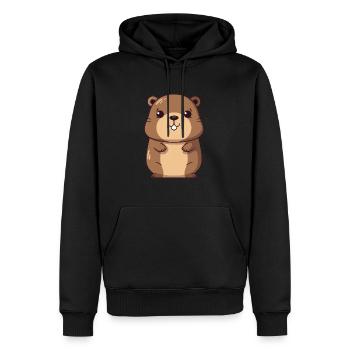 Und täglich grüßt das Murmeltier, niedlich, glücklich, kawaii, cartoon, Clipart Tier - Männer Premium Bio Hoodie - Schwarz - Vorne - Nico (187cm)