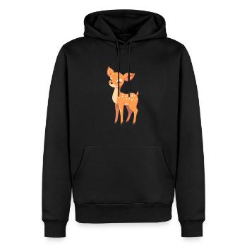 Hirsch Niedlich Glücklich Kawaii Cartoon Clipart Tier - Männer Premium Bio Hoodie - Schwarz - Vorne - Nico (187cm)