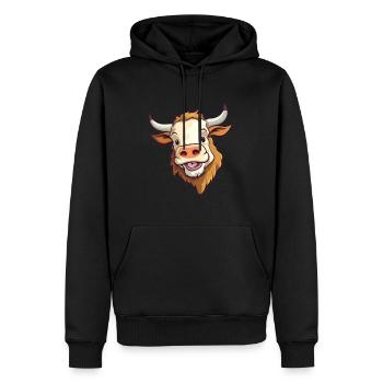Stier Niedlich Glücklich Kawaii Cartoon Clipart Tier - Männer Premium Bio Hoodie - Schwarz - Vorne - Nico (187cm)