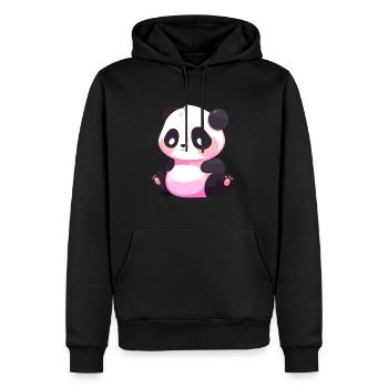 Panda Mignon Heureux Kawaii Cartoon Clipart Animal - Sweat à capuche Premium bio Homme - noir - Devant - Nico (187cm)